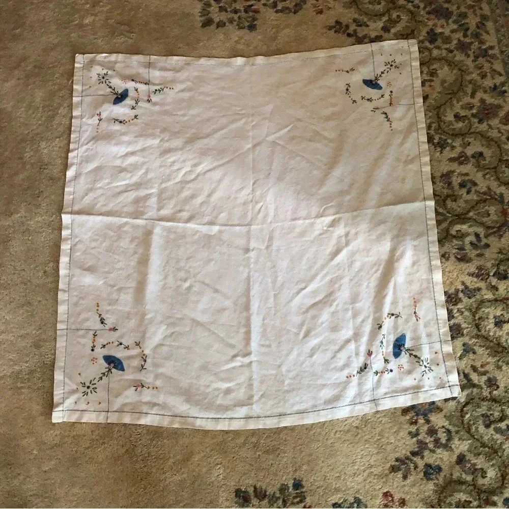 Vintage Square Tablecloth with Embroidery